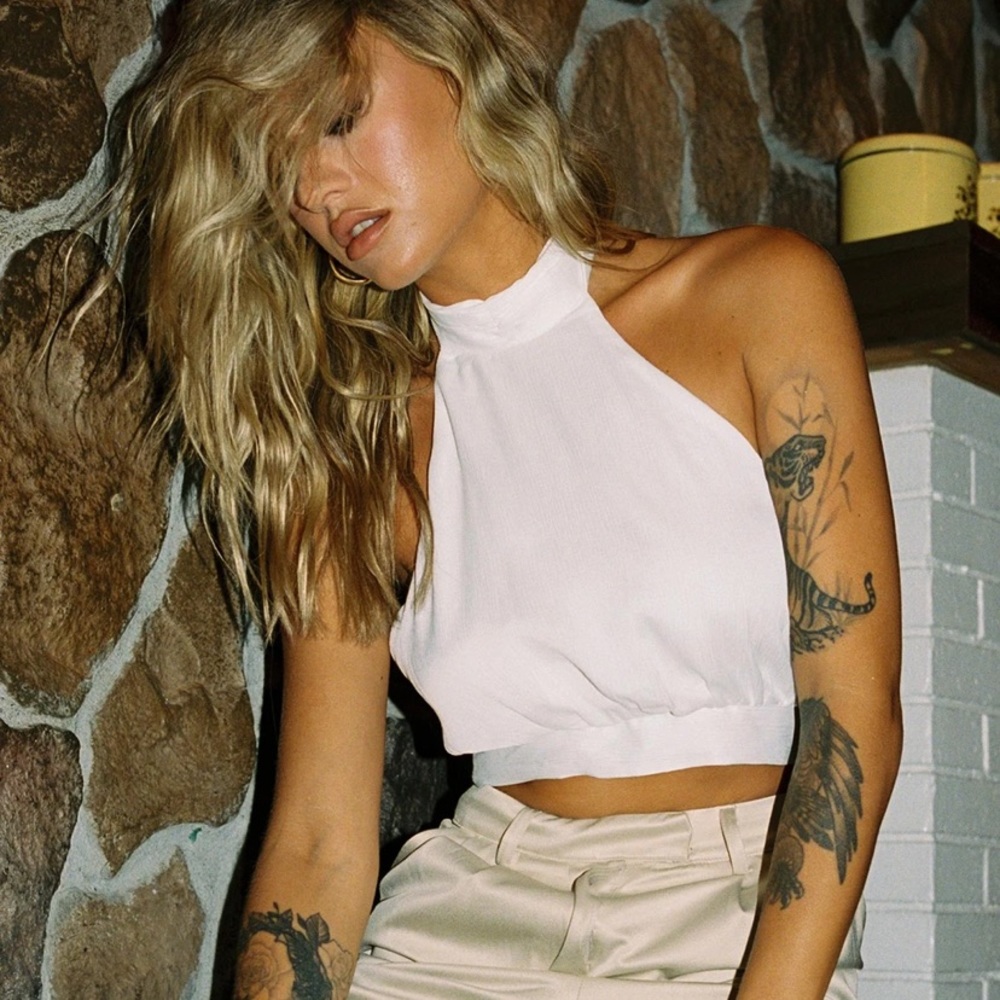 Princess Polly High Neck Halter Paityn White Top